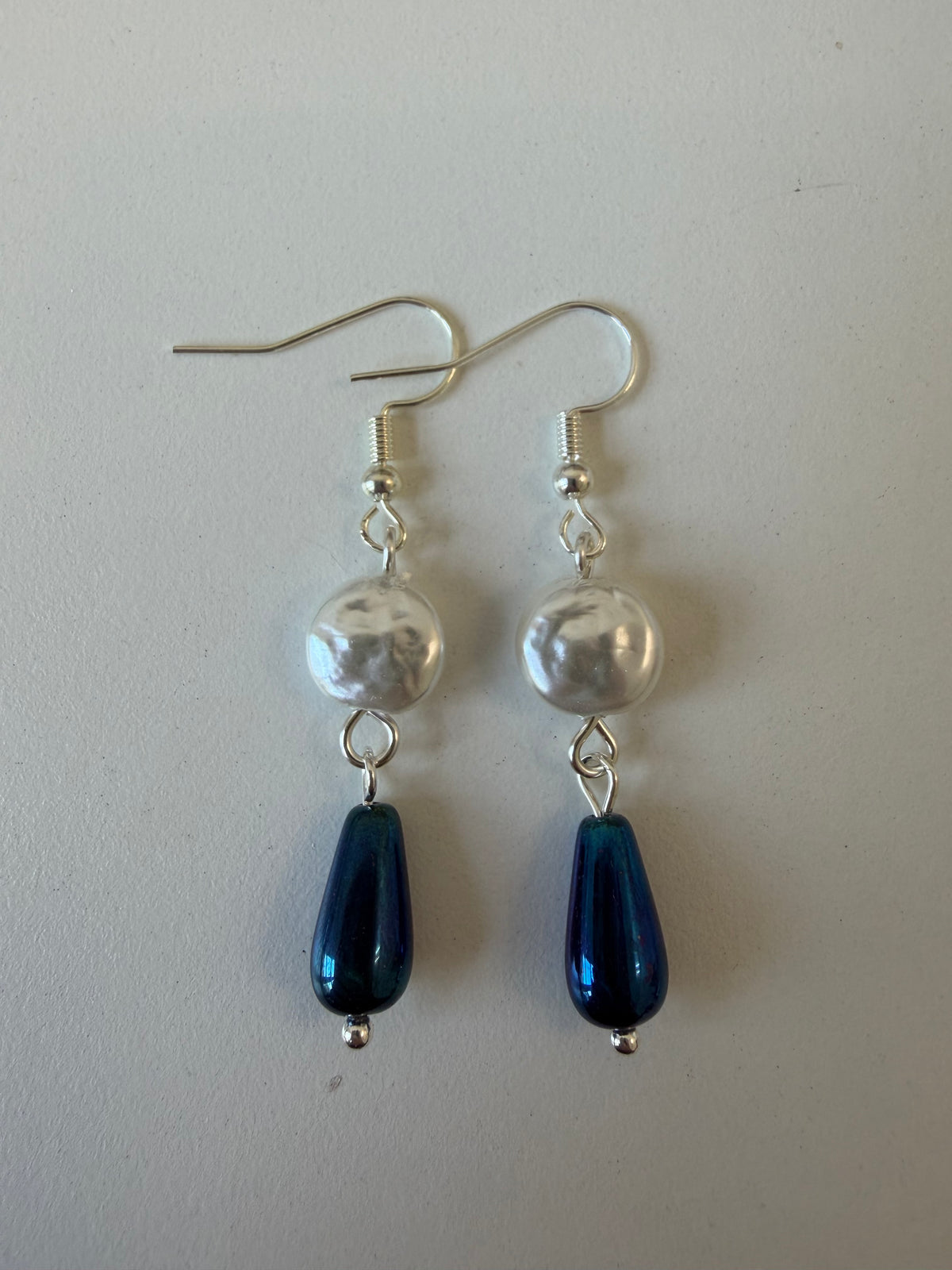 Blue tear drop earring