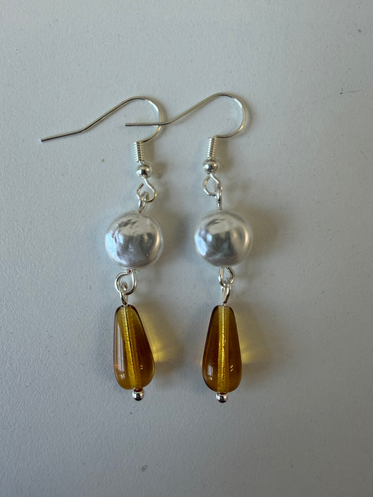 Yellow tear drop earring