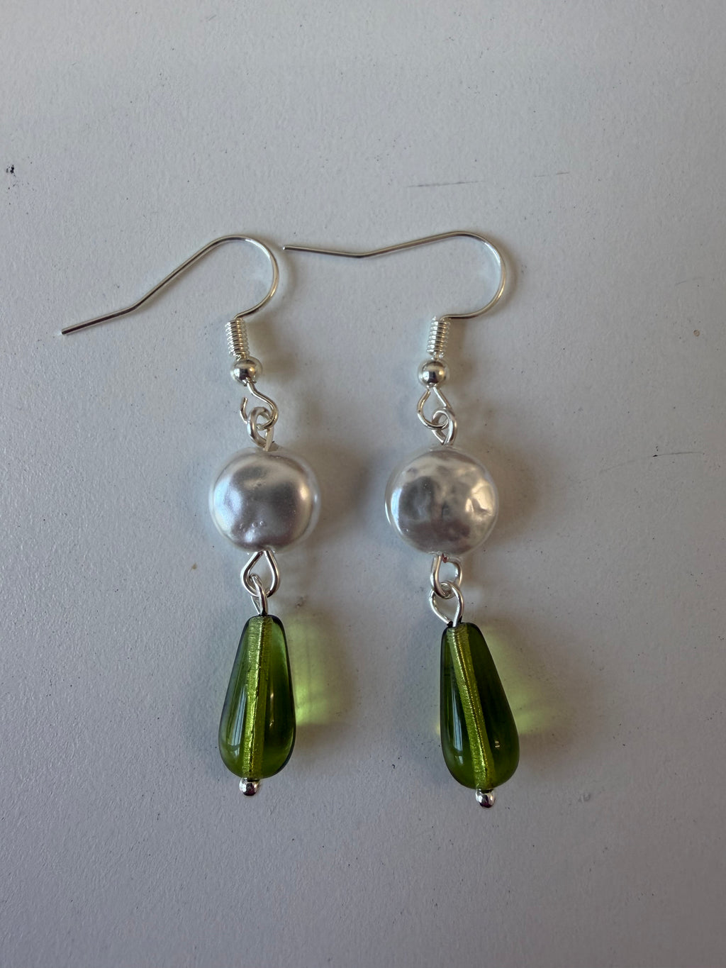 Green tear drop earrings