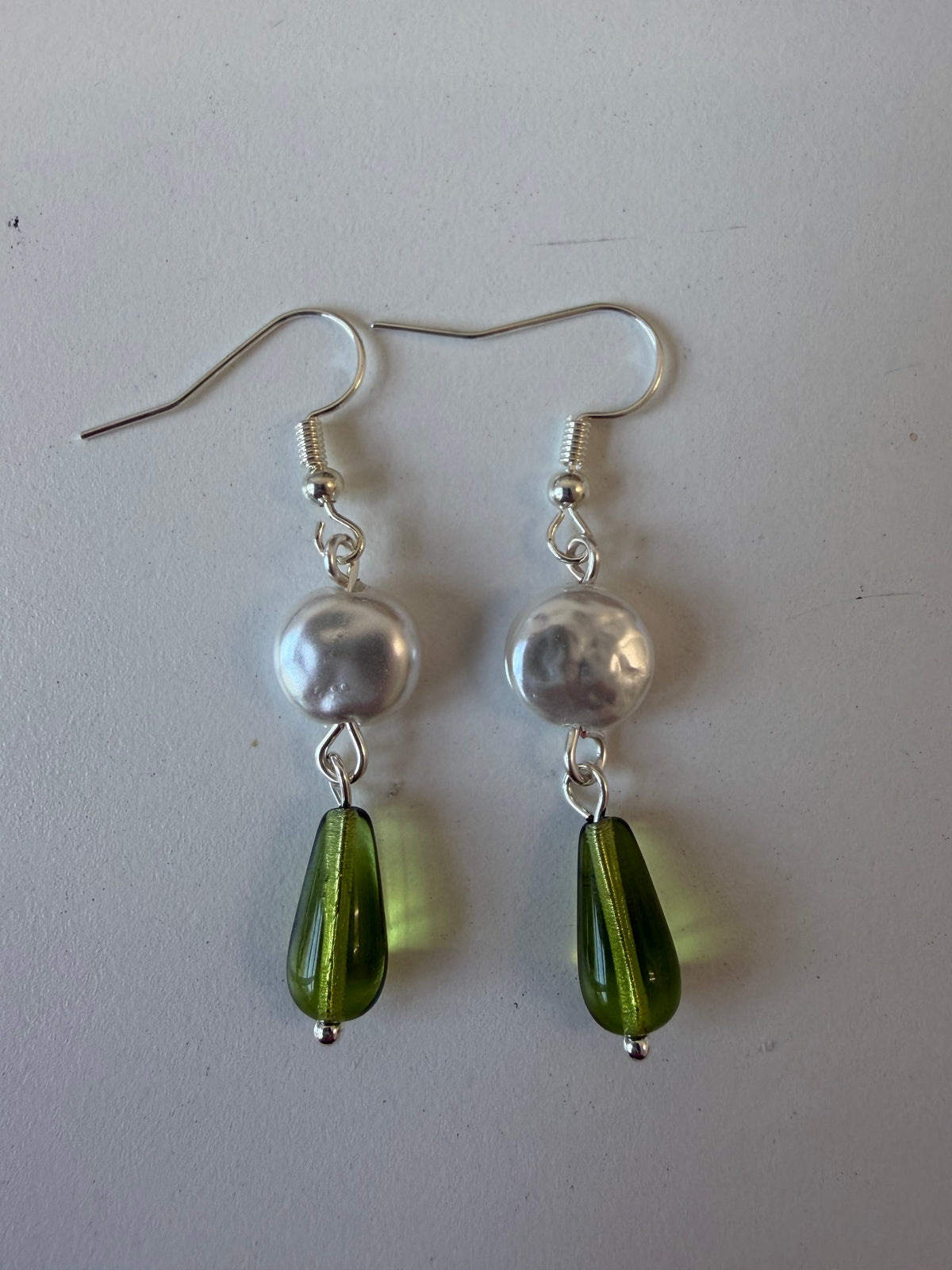 Green tear drop earrings